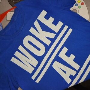 Blue Graphic T-Shirt with Bold White Print